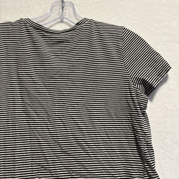 Madewell Knot-Front Tie Black White Stripe Short Sleeve Cotton Women's Tee Small - Picture 10 of 12